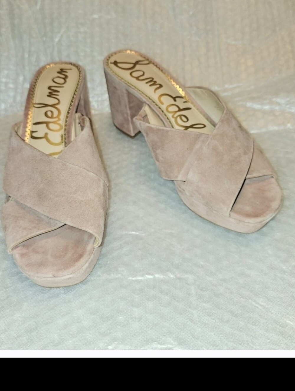 Sam Edelman Jayne Women's Wedge Sandals  Tan  Suede Size 10 Dusty Rose - Picture 3 of 8
